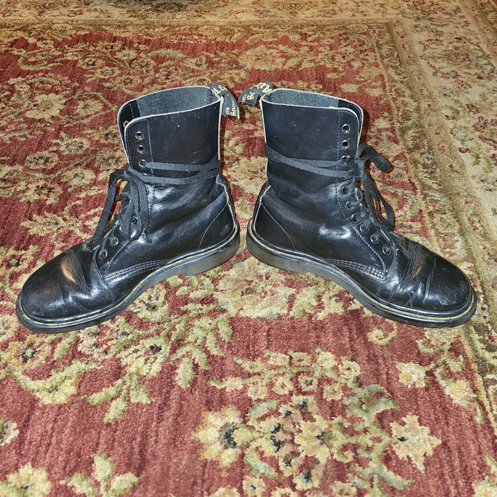 Dr. Martens Black Leather Combat Boots - Picture 2 of 6
